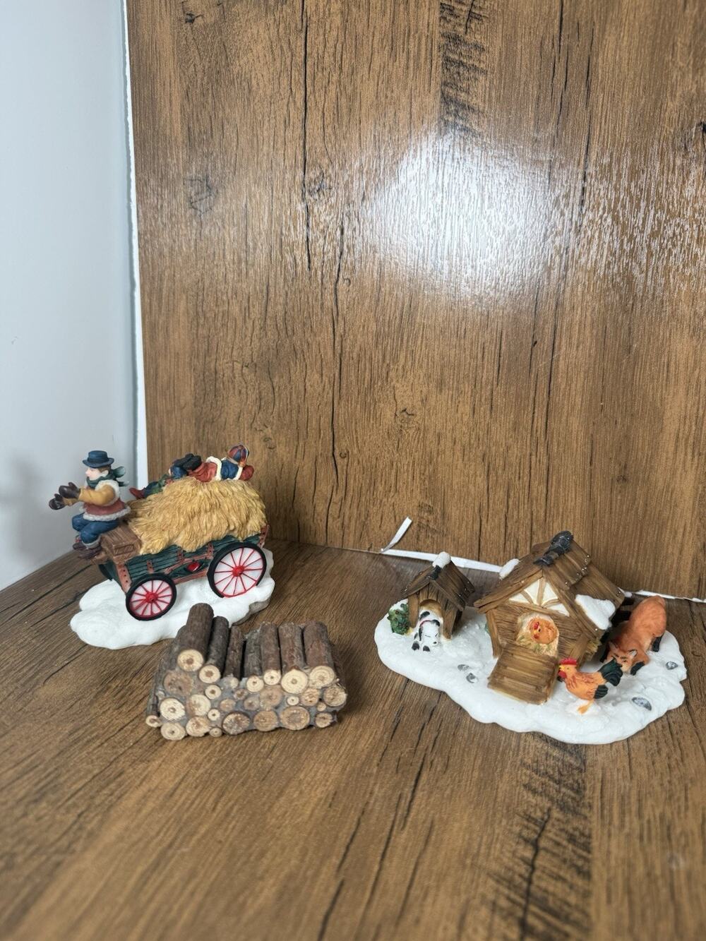 Lot of 3 O'Well Christmas Village Accessory Resin Figures Large Farm Animals